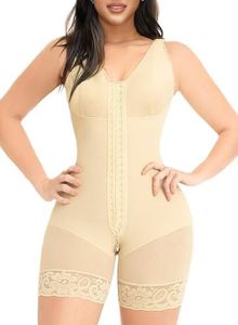 YIANNA Fajas Colombianas Shapewear for Women Tummy Control Post Surgery Full Body Shaper Butt Lifter with Zipper Crotch,YA7275-Beige-M