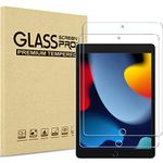 ProCase 2 Pack Screen Protector for iPad 10.2 Inch 9th / 8th / 7th Generation 2021 2020 2019, Tempered Glass Screen Film Guard for iPad 7 / iPad 8 / iPad 9 -Clear