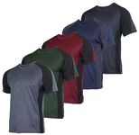 Men's Quick Dry Fit Shirt Short Sleeve Top Active Wear Training Athletic Base Layer Crew T-Shirt Fitness Rugby Gym Wicking Tee Workout Football Sports Running Exercise Undershirt - 5 Pack,-Set 13,XL