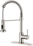 FORIOUS Kitchen Faucet, Brushed Nickel Commercial Kitchen Faucet with Pull Down Sprayer, Stainless Steel Kitchen Sink Faucets for 1 or 3 Hole, Single Handle Faucet for Sink Farmhouse Rv Laundry Room