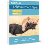 Self-Adhesive Photo Paper, Glossy Sticker Paper for Inkjet Printer, 8.5 x 11 Inch, 100 Sheets, 135 GSM, Letter Size, by ESHANG