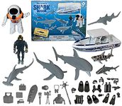 Discovery SHARK WEEK - Deep Ocean Explorer Playset for Kids, Inludes Toy Boat, Action Figure Diver, Great White Shark, Hammerhead and More, Hand Painted, Realistic, Eco Friendly, Officially Licensed