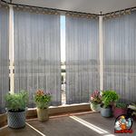 HIPPO - PE 85% Outdoor Balcony Curtains with Loops Sun Blocking Curtains, UV Protection, Sun Shading & Light Filtering, Temperature Reducing 4.5 ft Window Curtain, (Pack of 3, Grey, 4.5FTX4.5FT)