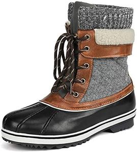 DREAM PAIRS Women's Mid Calf Waterproof Winter Snow Boots Monte,Size 9,Black/Grey,Monte_01