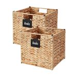 DECOMOMO Wicker Baskets Storage Organization | Cube Storage for Shelves Storage Basket for Toys, Books Cloth Nursery Decorative Wicker Basket with Handles (Set of 2)