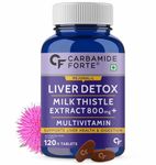 Carbamide Forte Liver Detox Supplement with Milk Thistle Extract 800mg (30:1) | Added Multivitamins & Amino Acid | Liver Cleanser | Liver Support Supplement | Supports Liver Health & Digestion–120 Veg Tablets