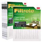 Filtrete 16x20x1 Furnace Filter, MPR 600, MERV 7, Healthy Living Ultimate Allergen 3-Month Pleated 1-Inch Air Filters, 6 Filters