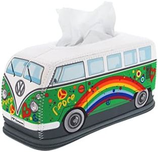 BRISA VW Collection - Volkswagen Samba Bus T1 Camper Van Retro Neoprene Cosmetic-Facial-Tissue-Holder-Dispenser (Peace/Green)