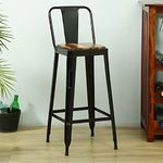JAE Furniture Bar Chairs for Home | Bar Stool Metal | Bar Furniture | High Chair | Kitchen Counter Stool Chair | Cafe Chair | Iron Bar Stool | Pub Stool | Black - Powder Coated