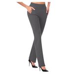 Lightning Deals of Today Prime Women's Yoga Dress Pants 2024 Tummy Control Workout Bootleg Legtgings Stretchy Office Casual Pants with Pockets Customer Service My Orders Gray