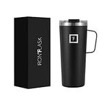 IRON °FLASK Grip Coffee Mug - 710 ml, Leak Proof, Vacuum Insulated Stainless Steel Bottle, Double Walled, Thermo Travel, Hot Cold, Water Metal Canteen (Midnight Black)