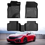 AOMSAZTO Floor Mats for 2016-2021 Honda Civic Sedan/Civic Hatchback/Civic Type R Carpet Floor Liner 3D All Weather Protection 2 Row Liner Set Black TPE