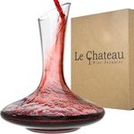 Le Chateau Large Elegant Wine Decanter with Aerator - Hand Blown Lead-Free Crystal Glass Carafe, 750ml Red Wine Decanter, Unique Wine Aerator Present & Accessory for Wine Lovers