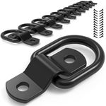 12PCS D Rings Tie Down Anchor for Trailer Truck, Easy to Install 1/4" Trailer Tie Down Anchor, 2400 Pound Capacity D Rings Heavy Duty Trailer tie Downs Ideal for Trucks RV Camper Van Boats (Black)