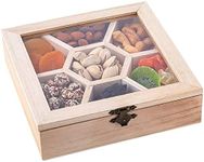 Hammont Wooden Sectional Boxes with Lid - (2 Pack) - (7''x7''x2'') - Present Boxes Best for Birthday, Wedding and Party Favours