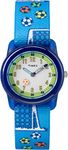 Timex Kid's Casual Time Machines Soccer TW7C165002Y White Dial and Blue Elastic Fabric Band Watch