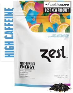 Zest 150mg High Caffeine Energy Loose Leaf Blend - Blue Lady Black Tea - 4 Oz - Hot or Iced - All Natural Strong Flavored Healthy Coffee Alternative Highly Caffeinated Substitute - Perfect for Keto
