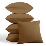 linenaffairs Cotton Microfibre Soft Home Cushion Filler Throw Pillow 16X16 Inch Taupe Solid Set of 5 Cushion Square Small Cushion Filler Pillow Decorative Cushion for Sofa Bedroom Car Office Sofa