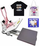 BetterSub Heat Press 15x15 inch Digital Heat Press Machine, Slide Out Industrial Quality T-Shirt Heat Transfer Machine Pink White