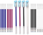 AIEX 4 Colors Heat Erasable Pens Fabric Marking Pens with 20 Refills for Quilting Sewing, Dressmaking, Fabrics, Tailors Sewing with Cap (Blue)