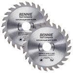 Pack Of 2-85mm x 24T TCT Circular Wood Saw Blade x 15mm Bore + 10mm Reduction Rings Compatible with Worx Worxsaw Bosch Makita Ryobi Makita Circular saws. 24 Teeth Mini Circular Saw Blade