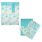 Hallmark Baby Boy Gift Bag And Gift Wrap Bundle - 1 Large Gift Bag And 2 Paper Sheets In 1 Cute Design