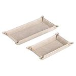 Navaris Faux Leather Tray Set - 2 Valet Organiser Trays for Bedside Table, Night Stand, Desk - Store Keys, Change, Wallet, Phone, Glasses - Beige