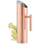 VonShef Stainless Steel Water Pitcher, 1.7L Copper Water Jug with Handle & Ice Guard, 3 Pint Carafe for Fridge, Ideal for Milk, Juice, Iced Tea, Pimms