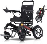 Super Capacity Electric Wheelchair, Lightweight and Foldable, Easy to use All Day, 20AH Lithium Battery, Quick 3-Seconds Folding, Safety Electromagnetic Brake, Black