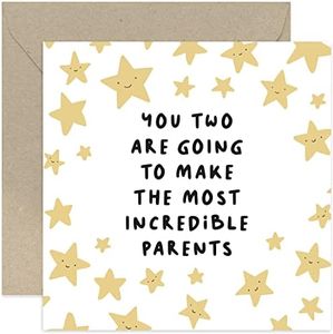 Old English Co. Make Great Parents Baby Announcement Card for Couple - Arrival Pregnancy Card for New Expecting Parents - Cute Baby Shower Card for Mumm To Be - Neutral Design | Blank Inside Envelope