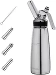 Navaris Whipped Cream Dispenser - 1 Pint (500ml) Stainless Steel Handheld Whipping Cream Maker with 3 Tips - Use with N20 Chargers - Dishwasher-Safe