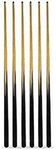 6 x 57" POOL CUES + SPARE TIPS. **