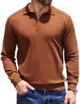 COOFANDY Mens Long Sleeve Golf Shirts with Collar Sweaters and Pullovers Business Casual Polo Shirts Brown