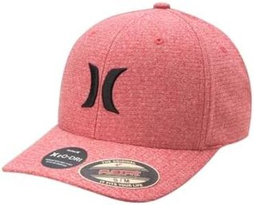 Hurley Men's Baseball Cap - Lightweight Curved Bill H2O Dri Fitted Caps for Men, Size Large-X-Large, Speed RED/(Black)