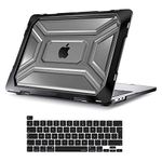 MOSISO Compatible with MacBook Pro 13 inch Case M2 2024 2023-2020 M1 A2338 A2289 A2251 with Touch Bar Touch ID, Protective Heavy Duty Plastic Hard Shell with TPU Bumper&Keyboard Cover, Black