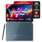 Lenovo Yoga Tab Plus AI Tablet with Pen + Keyboard |12.7" Display, 3K Resolution, 144 Hz Refresh|16GB RAM, 512GB ROM| Snapdragon 8 Gen 3|10200 mAh|6 Speakers|USB 3.0 with DP-Out|1Year ADP Free| Teal