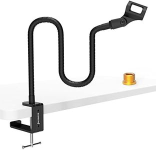 ZealSound Microphone Arm Stand,19 Inch Long Universal Gooseneck Desktop Mic Stand with 3/8" to 5/8" Adapter and Microphone Clip Holder, Upgraded Heavy Duty Desk Clamp for Blue Snowball Ice Mics Spark