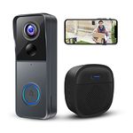 Wireless Video Doorbell Camera with Chime, Smart Video Door Bells with Camera Battery Powered, Voice Changer, PIR Motion Detection, 1080P HD, 2-Way Audio, 2.4G WiFI, Night Vision, Support memory Card