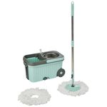 Amazon Brand - Presto! Elite Spin Mop with Steel Wringer and Auto-fold Handle, Green, 2 Refills