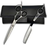 6.5" Professional Hair Cutting Shears and Swivel Razor - Original 440C Stainless Steel & Includes Leather Carrying Case (6.5 Inch Professional Hair Scissors)