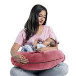 Wakefit Feeding Pillow | 3 Months Warranty | 5 in 1 Feeding Pillow for New Born Baby, Feeding Pillow for Breastfeeding with Removable Velvet Cover, 22.5 x 22 x 6 inches (Pink)