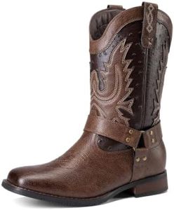Bruno Marc Cowboy Boots for Men Square Toe Western Boots,All Brown,7.5