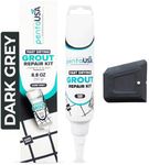 PentaUSA Tile Grout Repair Kit - Dark Grey Filler, Triple Protection, Fast Drying Formula Restores and Renews Lines With Float (8.8oz / 250gr)