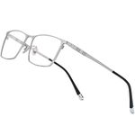 FONEX Titanium Glasses Frame for Men,Square Eyewear Full Optical Eyeglasses F85641 (F85641 Silver)