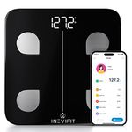 INEVIFIT Smart Body Fat Scale, Highly Accurate Bluetooth Digital Bathroom Body Composition Analyzer, Measures Weight, Body Fat, Water, Muscle, Visceral Fat & Bone Mass for Unlimited Users (Black-s)