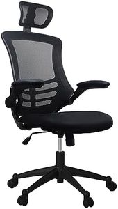 Techni Mobili Modern High-Back Mesh Executive Chair with Headrest and Flip Up Arms. Color: Black