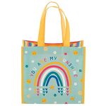 Stephen Joseph Large Recycled Gift Bags, Reusable Multipurpose Waterproof Gift Bag with Handles for Birthday Parties/Shopping, Multicolored Bag with Cute Designs for Kids (Sunshine)