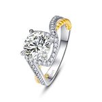 Psiroy 925 Sterling Silver CZ Halo Wedding Ring for Women Twisted Bypass Band