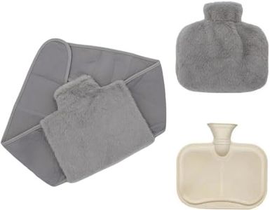 FANGXIN 1L Hot Water Bag, Hot Water Bottle with Cover, Rubber Hot Water Bag with Waist Cover for Hand、Feet、Waist Warmer for Kids, Men & Women, Hot & Cold Compress (Grey)