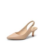 DREAM PAIRS Women's Kitten Heel Slingback Pointed Closed Toe Low Stiletto Heels Dress Bridal Elegant Wedding Pumps Shoes,Size 8,Nude-PU,SDPU2444W